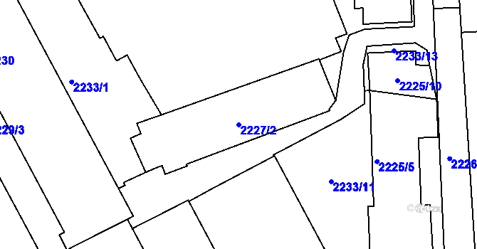 Parcela st. 2227/2 v KÚ Vršovice, Katastrální mapa