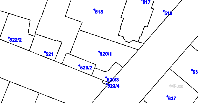 Parcela st. 520/1 v KÚ Vršovice, Katastrální mapa