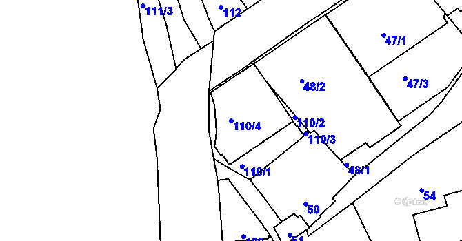 Parcela st. 110/4 v KÚ Vršovice, Katastrální mapa