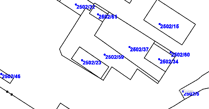 Parcela st. 2502/59 v KÚ Vršovice, Katastrální mapa