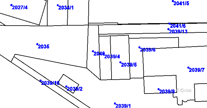 Parcela st. 2039/4 v KÚ Vršovice, Katastrální mapa