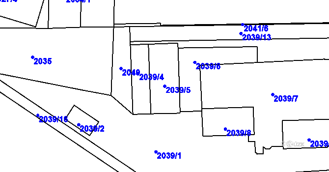 Parcela st. 2039/5 v KÚ Vršovice, Katastrální mapa