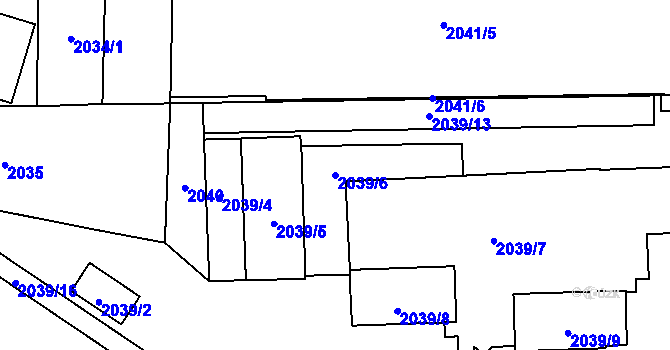 Parcela st. 2039/6 v KÚ Vršovice, Katastrální mapa