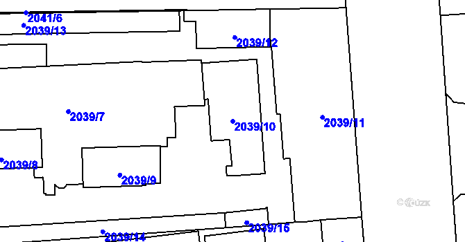 Parcela st. 2039/10 v KÚ Vršovice, Katastrální mapa