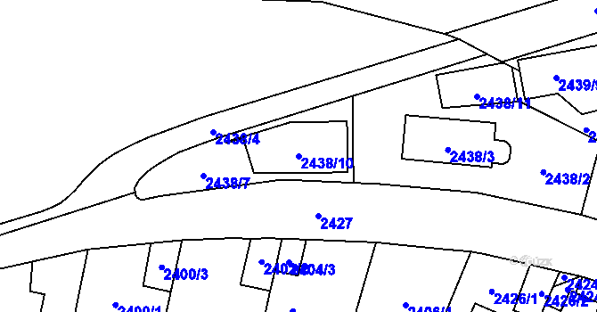 Parcela st. 2438/10 v KÚ Vršovice, Katastrální mapa