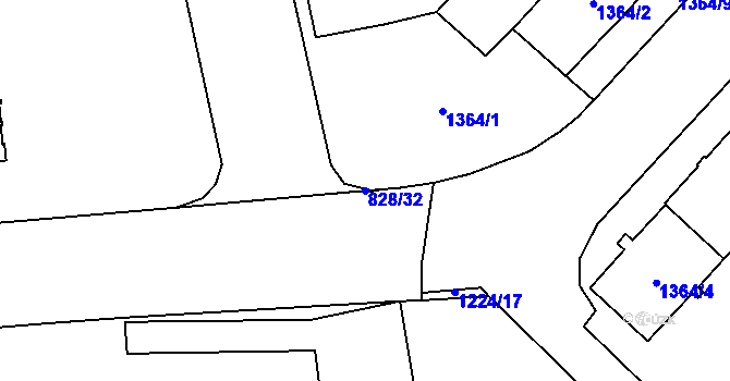 Parcela st. 828/32 v KÚ Vršovice, Katastrální mapa