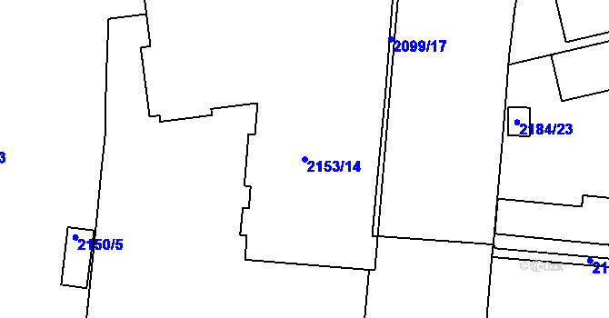 Parcela st. 2153/14 v KÚ Vršovice, Katastrální mapa