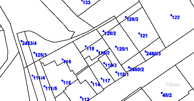 Parcela st. 118/2 v KÚ Vršovice, Katastrální mapa