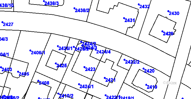 Parcela st. 2424/4 v KÚ Vršovice, Katastrální mapa