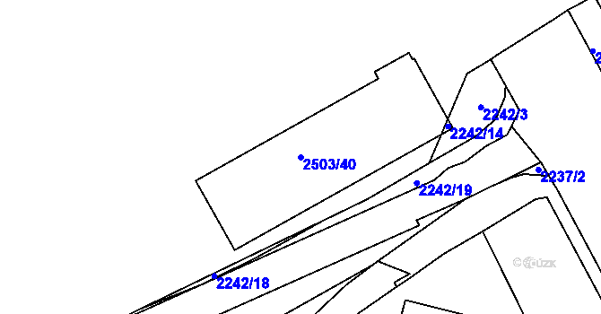 Parcela st. 2503/40 v KÚ Vršovice, Katastrální mapa