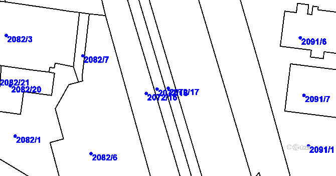 Parcela st. 2072/17 v KÚ Vršovice, Katastrální mapa