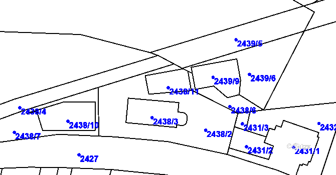 Parcela st. 2438/11 v KÚ Vršovice, Katastrální mapa