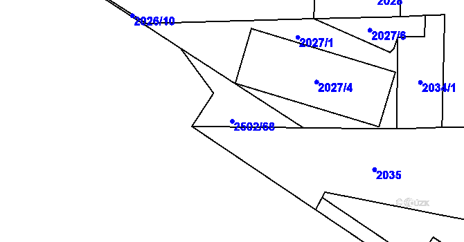 Parcela st. 2502/68 v KÚ Vršovice, Katastrální mapa