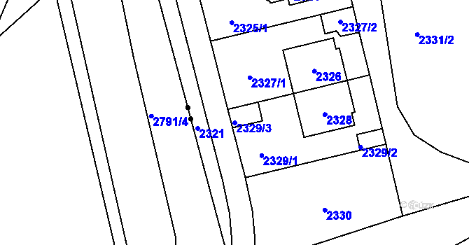 Parcela st. 2329/3 v KÚ Vršovice, Katastrální mapa