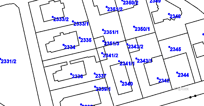 Parcela st. 2341/2 v KÚ Vršovice, Katastrální mapa