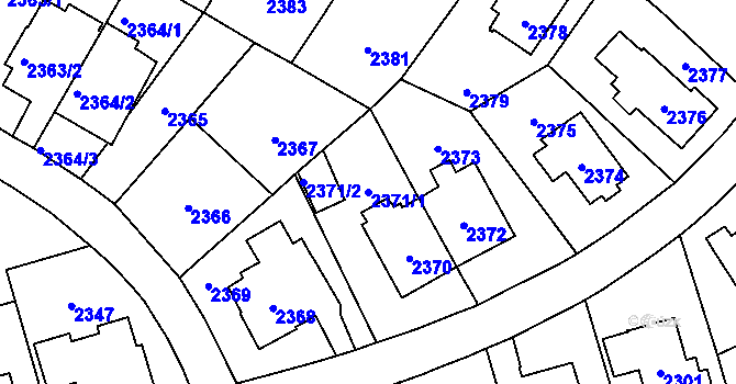 Parcela st. 2371/1 v KÚ Vršovice, Katastrální mapa
