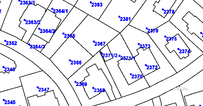Parcela st. 2371/2 v KÚ Vršovice, Katastrální mapa