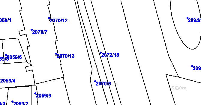 Parcela st. 2072/18 v KÚ Vršovice, Katastrální mapa