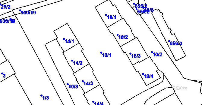 Parcela st. 10/1 v KÚ Malešice, Katastrální mapa