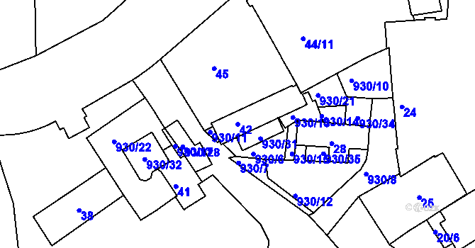 Parcela st. 42 v KÚ Malešice, Katastrální mapa