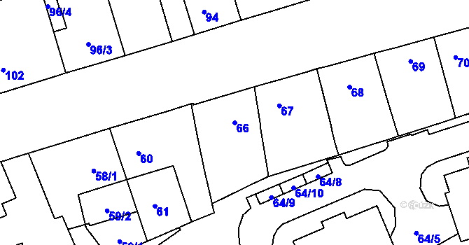 Parcela st. 66 v KÚ Malešice, Katastrální mapa