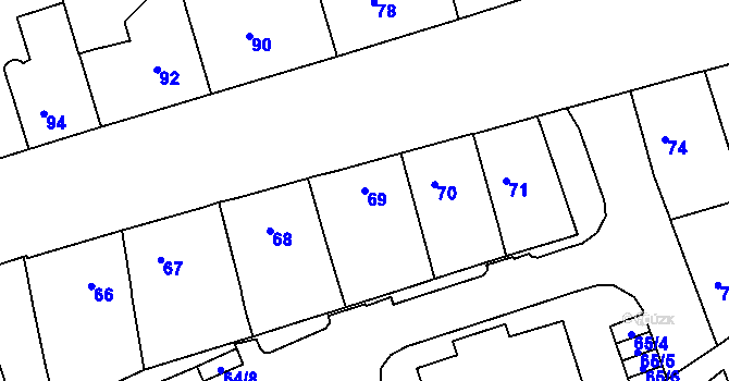 Parcela st. 69 v KÚ Malešice, Katastrální mapa