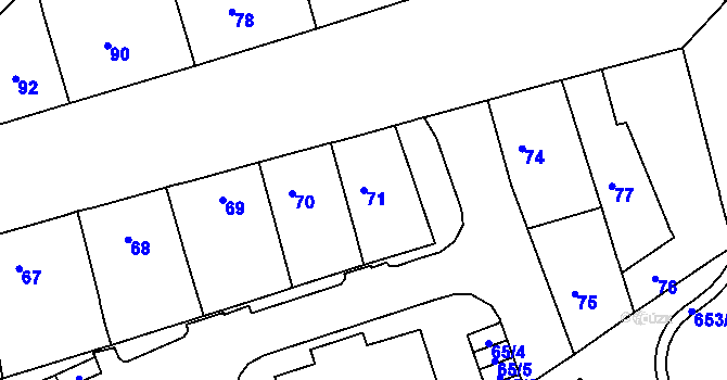 Parcela st. 71 v KÚ Malešice, Katastrální mapa