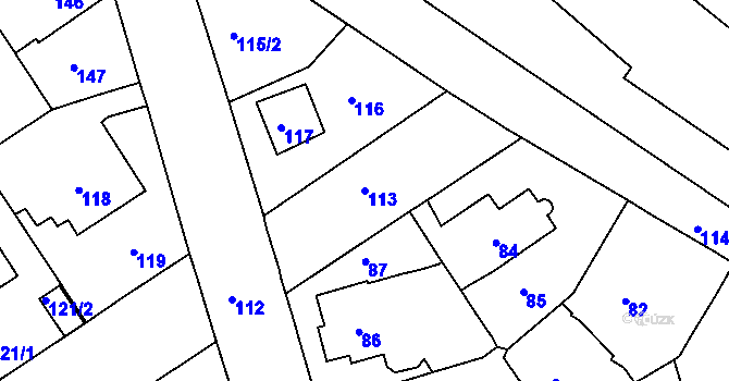 Parcela st. 113 v KÚ Malešice, Katastrální mapa