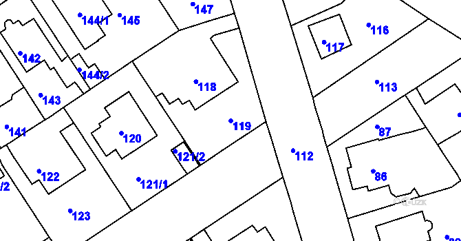 Parcela st. 119 v KÚ Malešice, Katastrální mapa