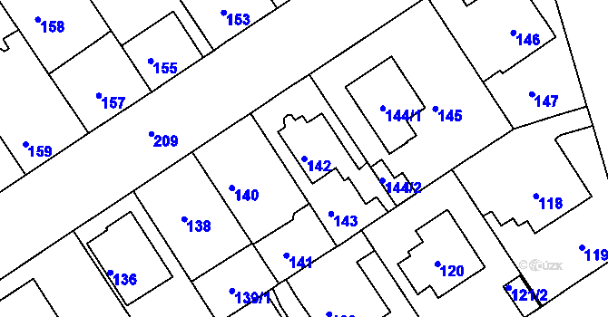 Parcela st. 142 v KÚ Malešice, Katastrální mapa