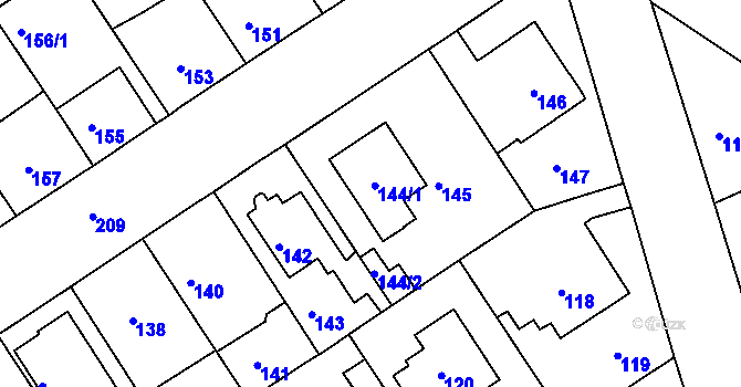 Parcela st. 144 v KÚ Malešice, Katastrální mapa