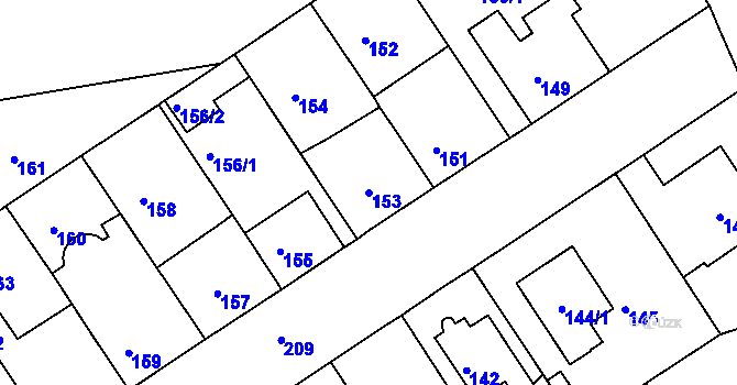 Parcela st. 153 v KÚ Malešice, Katastrální mapa