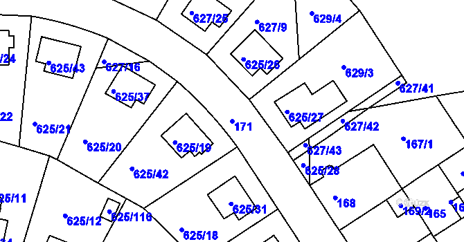 Parcela st. 171 v KÚ Malešice, Katastrální mapa