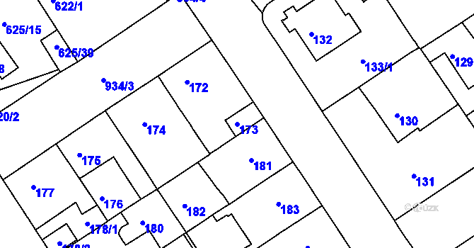 Parcela st. 173 v KÚ Malešice, Katastrální mapa
