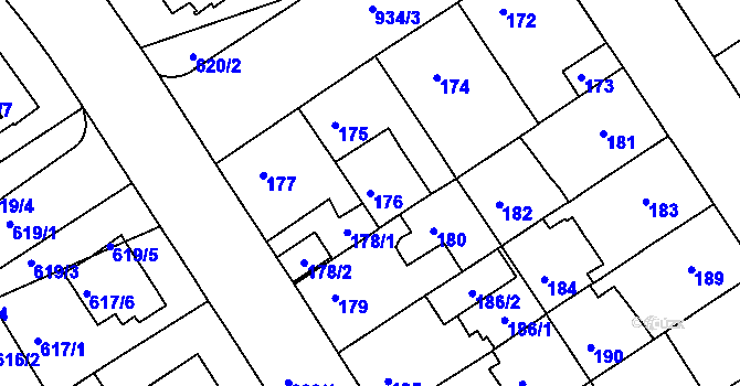 Parcela st. 176 v KÚ Malešice, Katastrální mapa