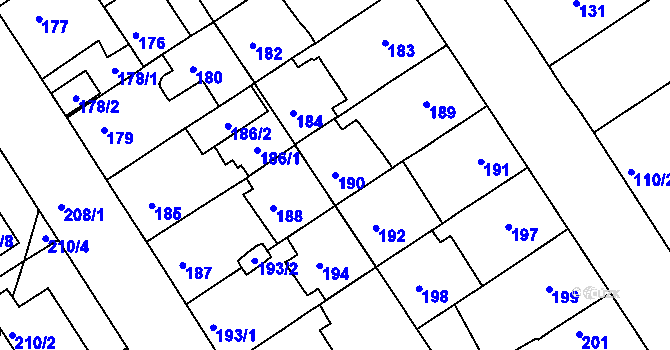 Parcela st. 190 v KÚ Malešice, Katastrální mapa