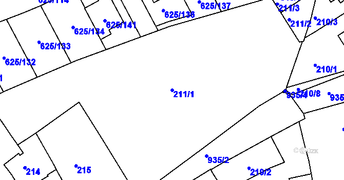 Parcela st. 211/1 v KÚ Malešice, Katastrální mapa