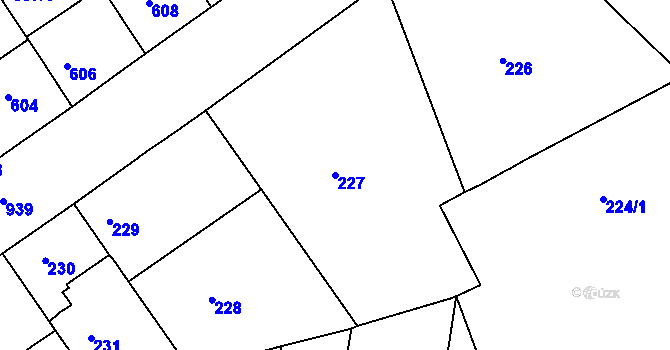 Parcela st. 227 v KÚ Malešice, Katastrální mapa