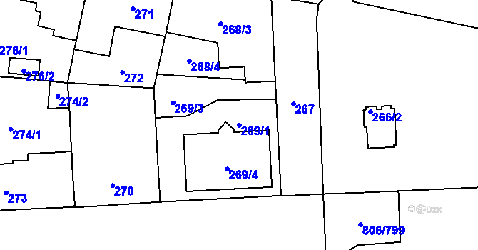 Parcela st. 269/1 v KÚ Malešice, Katastrální mapa