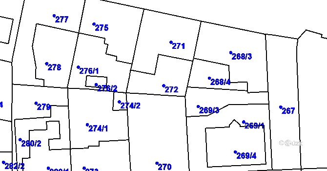 Parcela st. 272 v KÚ Malešice, Katastrální mapa
