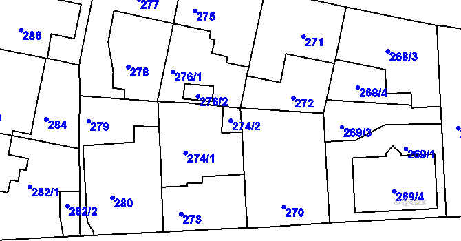 Parcela st. 274/2 v KÚ Malešice, Katastrální mapa