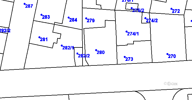 Parcela st. 280 v KÚ Malešice, Katastrální mapa