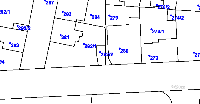 Parcela st. 282/2 v KÚ Malešice, Katastrální mapa