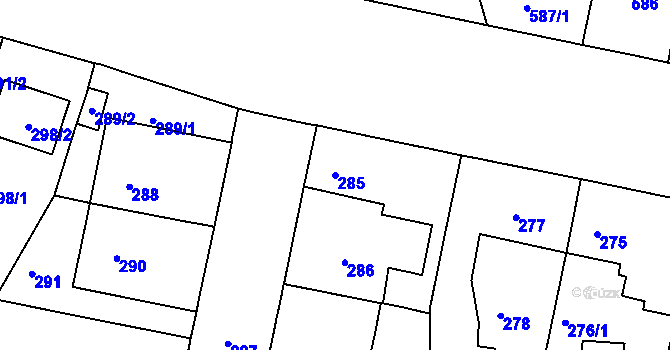 Parcela st. 285 v KÚ Malešice, Katastrální mapa