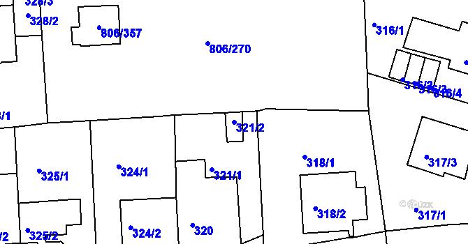 Parcela st. 321/2 v KÚ Malešice, Katastrální mapa