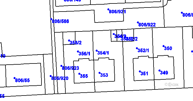 Parcela st. 354/1 v KÚ Malešice, Katastrální mapa