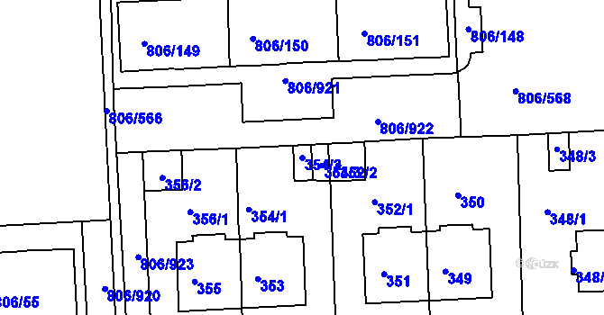 Parcela st. 354/2 v KÚ Malešice, Katastrální mapa