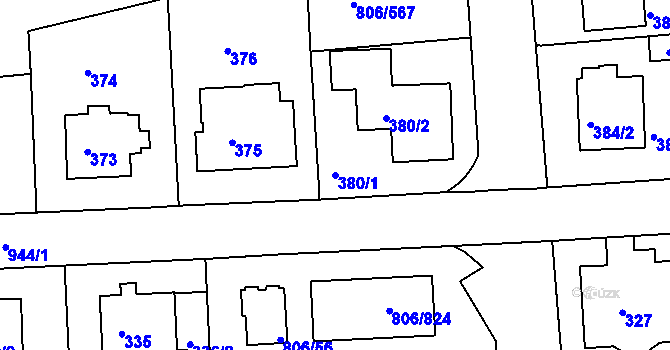Parcela st. 380/1 v KÚ Malešice, Katastrální mapa