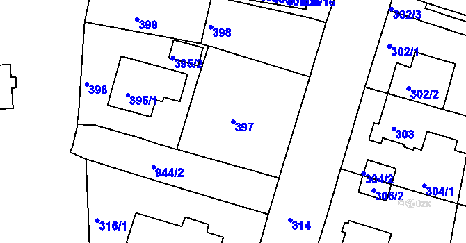 Parcela st. 397 v KÚ Malešice, Katastrální mapa