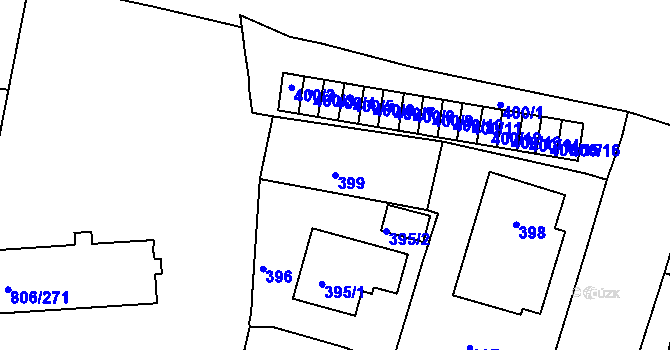 Parcela st. 399 v KÚ Malešice, Katastrální mapa